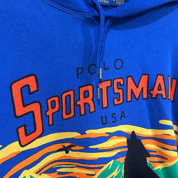 Polo Ralph Lauren Blue Hoodie Sportsman Medium - Picture 3 of 5